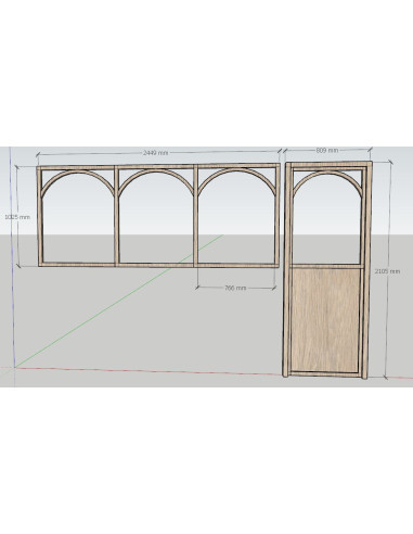 Verrière et porte avec arches en bois