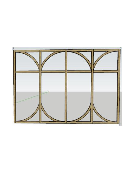 Verrière artiste chêne avec arches en haut et en bas