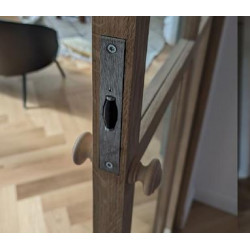 serrure rouleau et poignée chêne