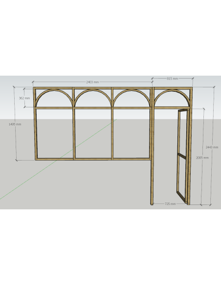 verrière avec porte en bois