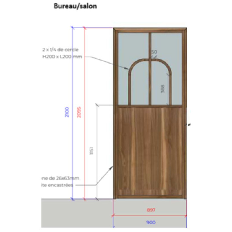Porte battante en chêne massif
