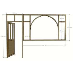 grande verrière et porte en bois