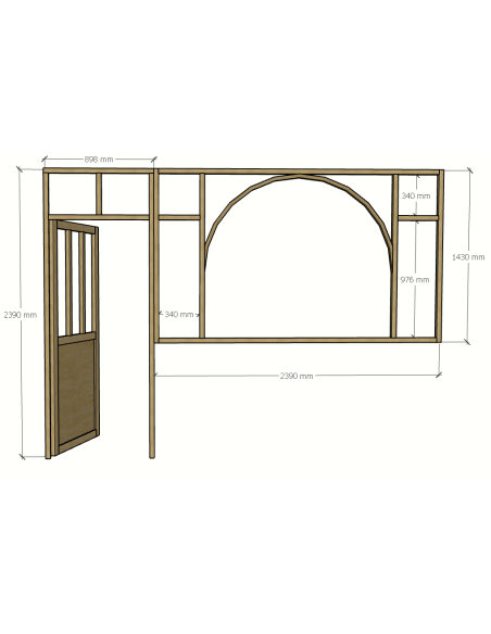 grande verrière et porte en bois