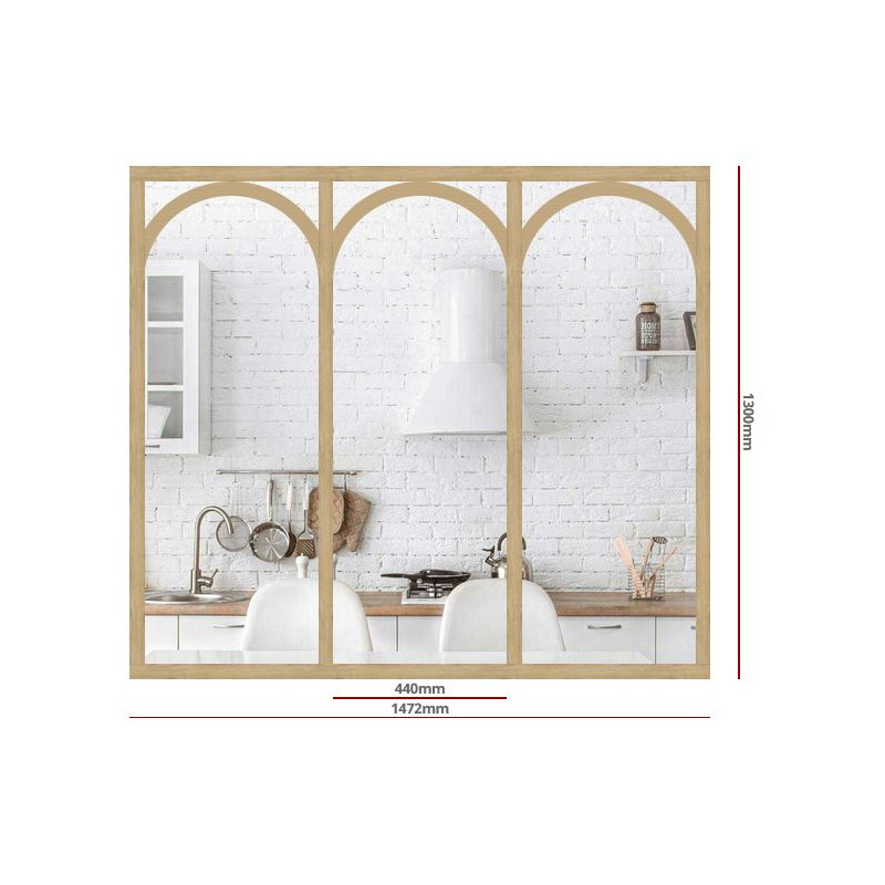 Verrière arrondie en chêne massif brut