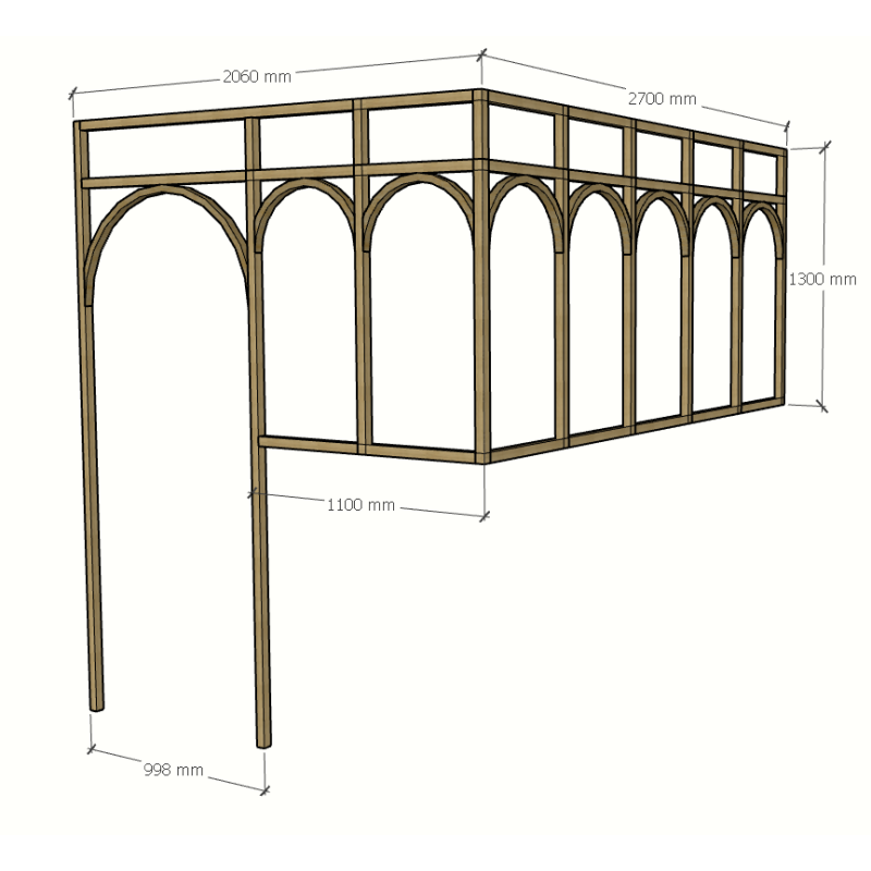 verrière angle arrondie avec passage de porte