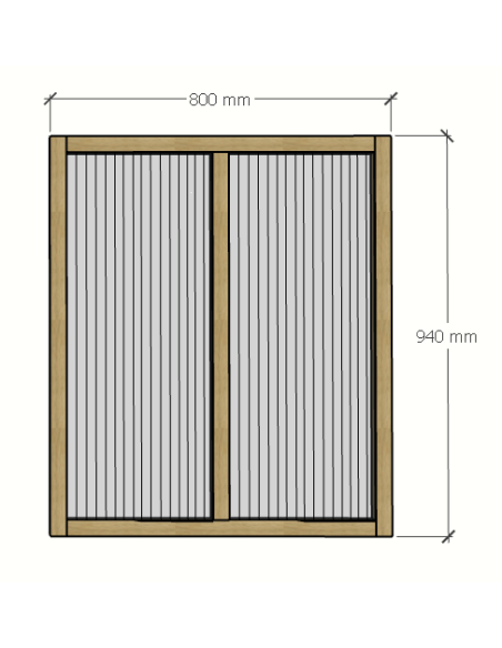 Verrière chêne avec verre fluté
